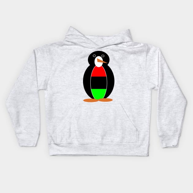 African American Penguin with African Diaspora Flag Kids Hoodie by AuntieShoe